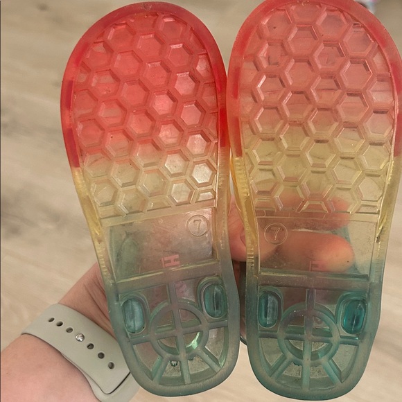 OshKosh B'gosh Kids Jelly Sandals - Red, Yellow, Green size 7 - Picture 3 of 3